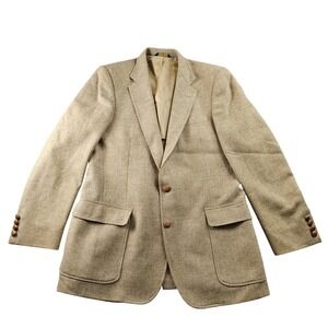 Imperial By Haggar Blazer Jacket Mens 42L Brown Tweed Lined  Single Breasted USA